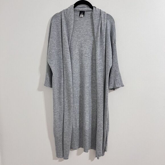Echo Essential Open Cardigan Grey Heather Size XS / S Minimalist Long Sweater - Picture 1 of 7